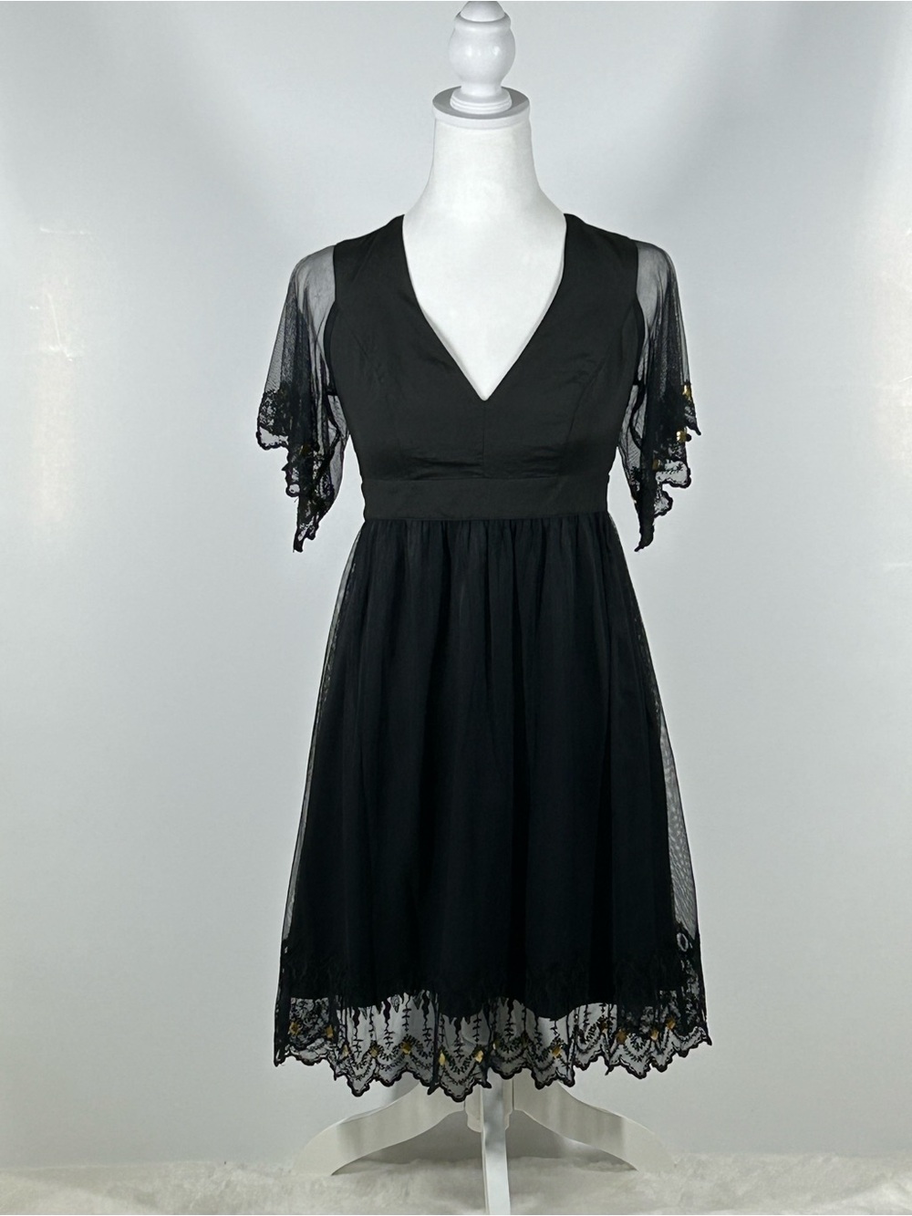 Guess by Marciano Gemma Studded Lace Black Mesh Mini Dress XS
